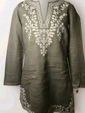 Michael Kors Green Cotton/Linen Blend Tunic Sz Large